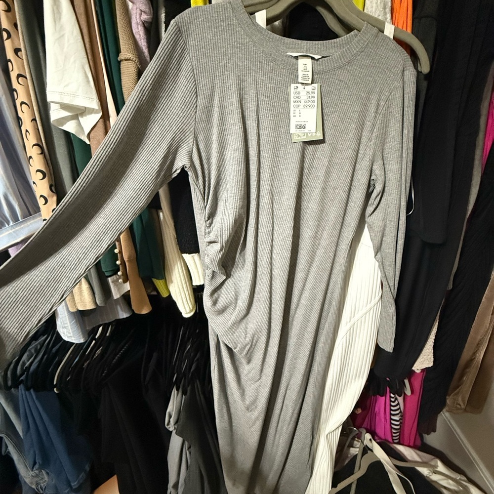 H&M Gray Dolman Sleeve Sheath Dress
